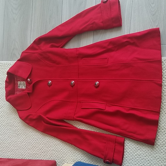 Tulle Jackets & Blazers - EUC Tulle lipstick red wool blend coat M